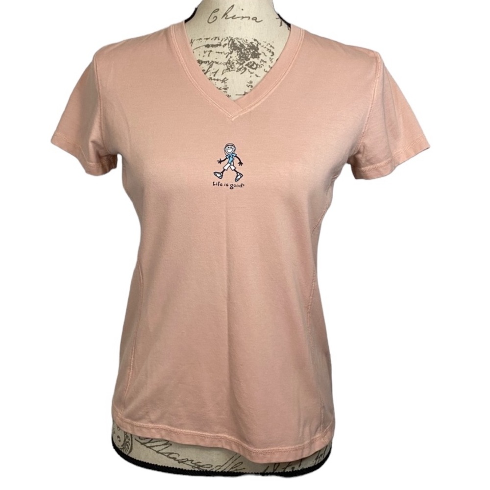 Life Is Good Short Sleeve Tee Stay Dry Smell Good Good‎ Move Pale Pink Jogger